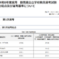 令和8年度採用群馬県公立学校教員選考試験の配点・選考基準、1次選考